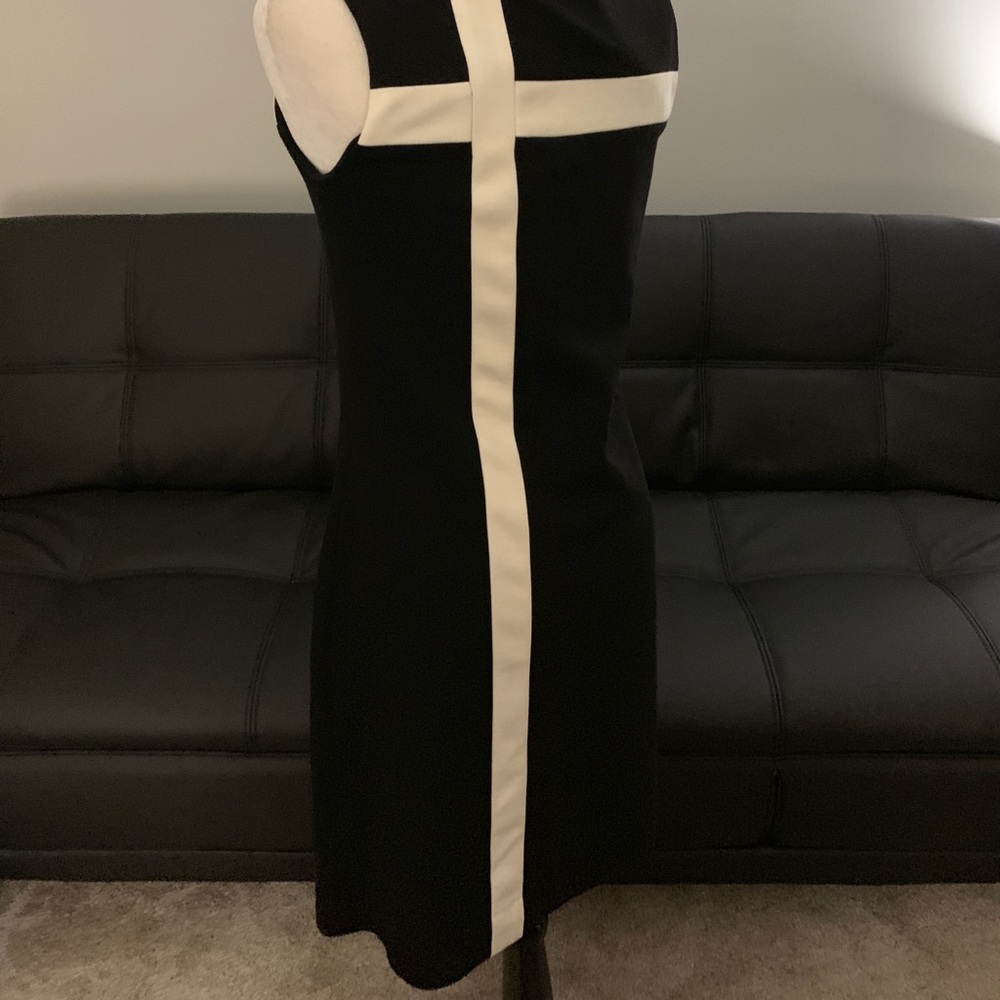 Black and off white sheath dress